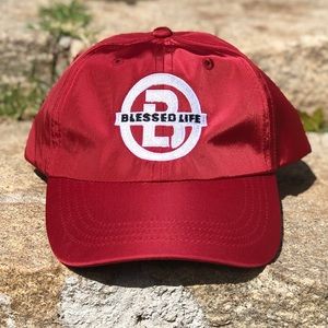 Blessed Life Nylon Unisex Dad Hat in burgundy